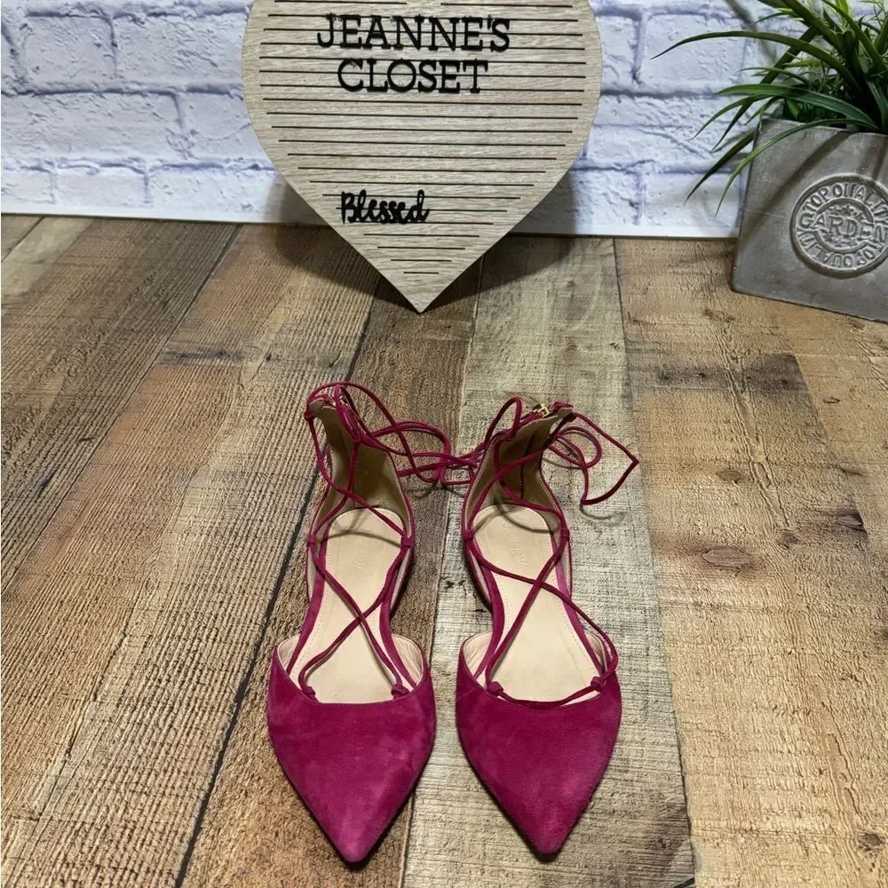 J. Crew Suede Lace-Up Pointed Toe Flats